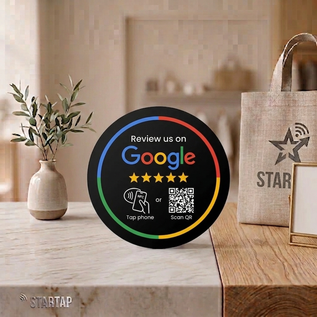 Placa NFC Circular Adesiva Google Reviews